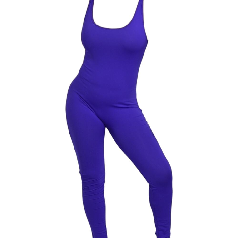 Nylon Unitard Purple Catsuit Spandex Shiny Retro Tank Full Length USA Size Large